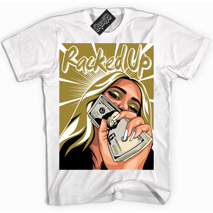 Cool White Shirt with “ Racked Up ” design that perfectly matches Pacific Moss Dunks.
