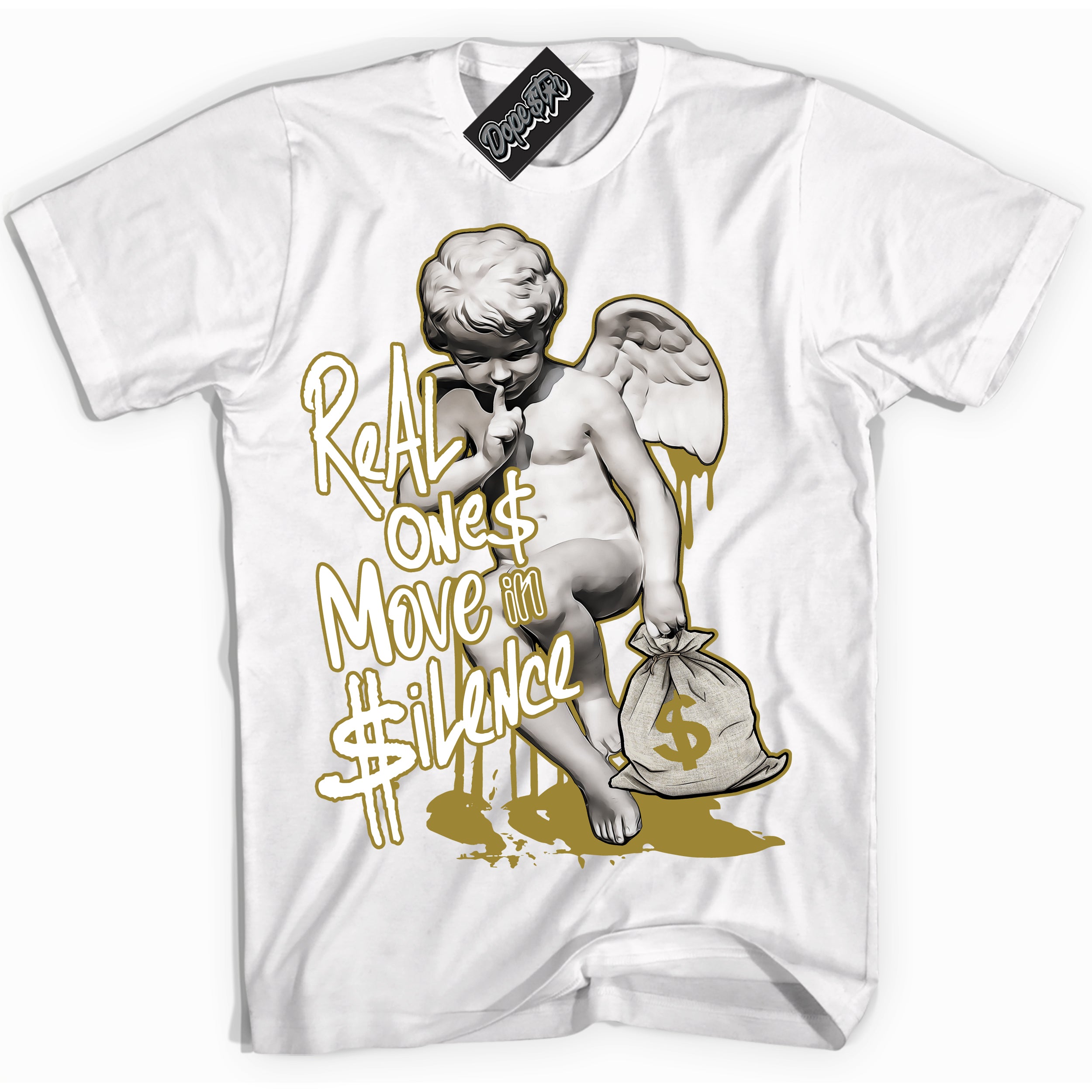 Cool White Shirt with “ Real Ones Cherub ” design that perfectly matches Pacific Moss Dunks.

