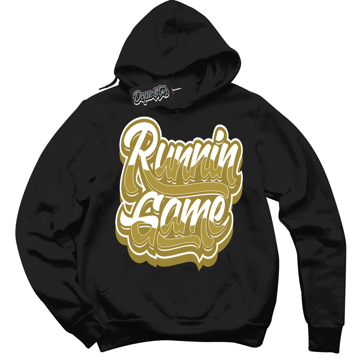 Cool Black Hoodie with “ Running Game ”  design that Perfectly Matches Pacific Moss Dunks.
