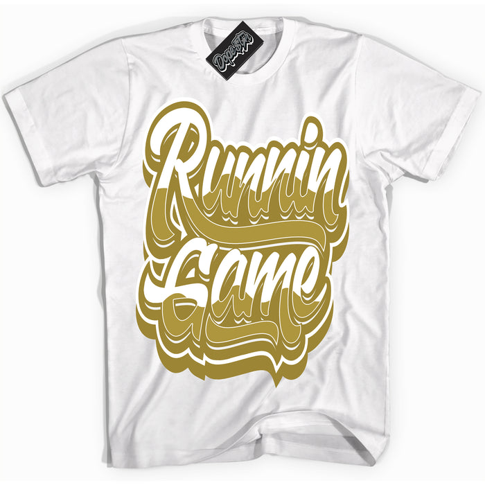 Cool White Shirt with “ Running Game ” design that perfectly matches Pacific Moss Dunks.
