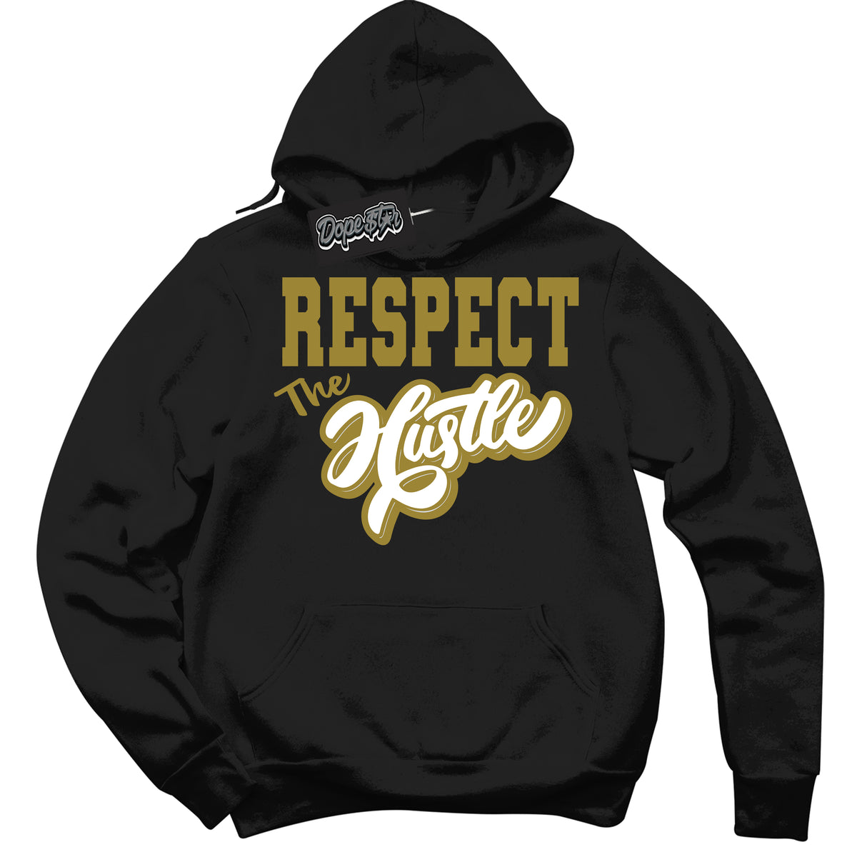 Cool Black Hoodie with “ Respect The Hustle ”  design that Perfectly Matches Pacific Moss Dunks.
