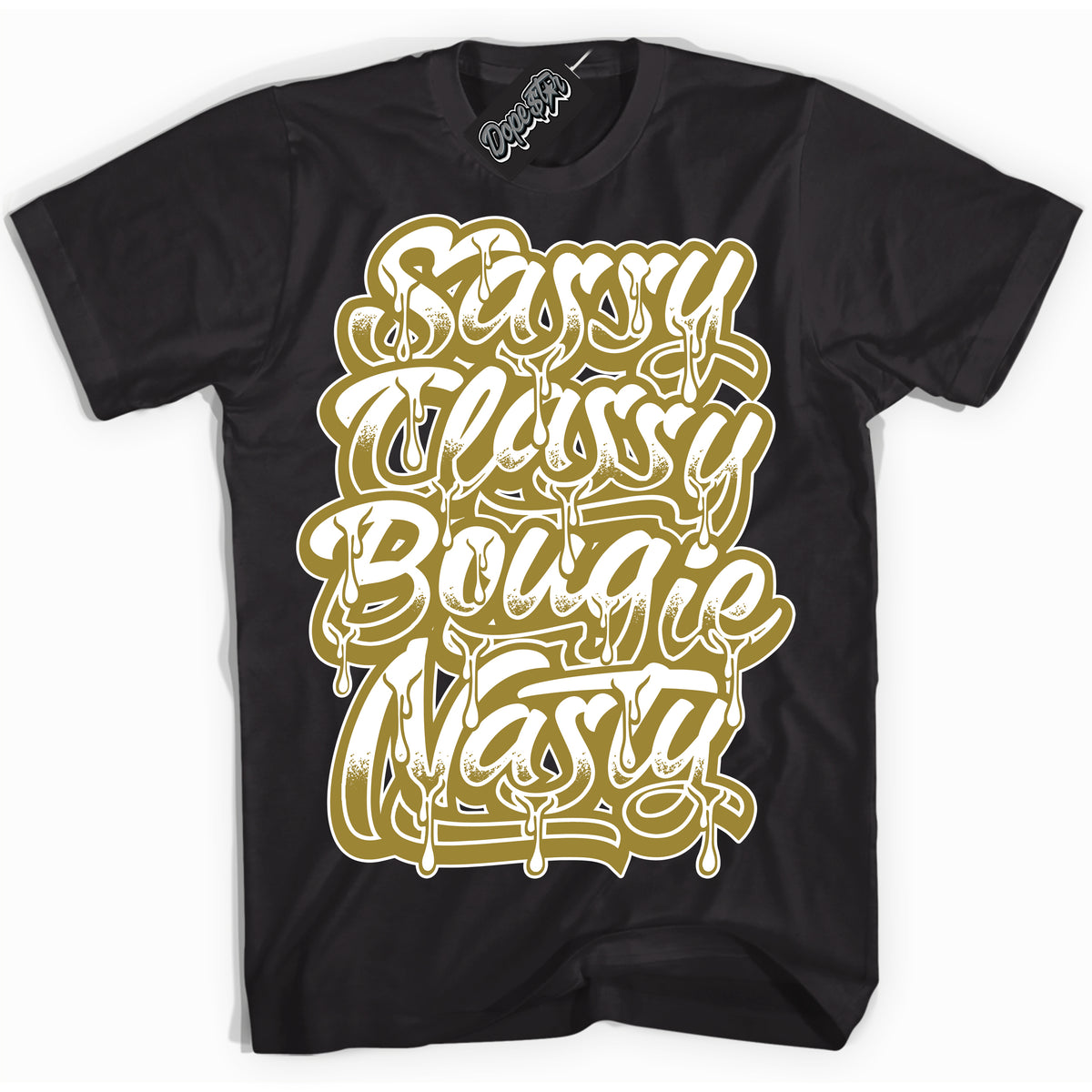 Cool Black Shirt with “ Sassy Classy ” design that perfectly matches Pacific Moss Dunks.
