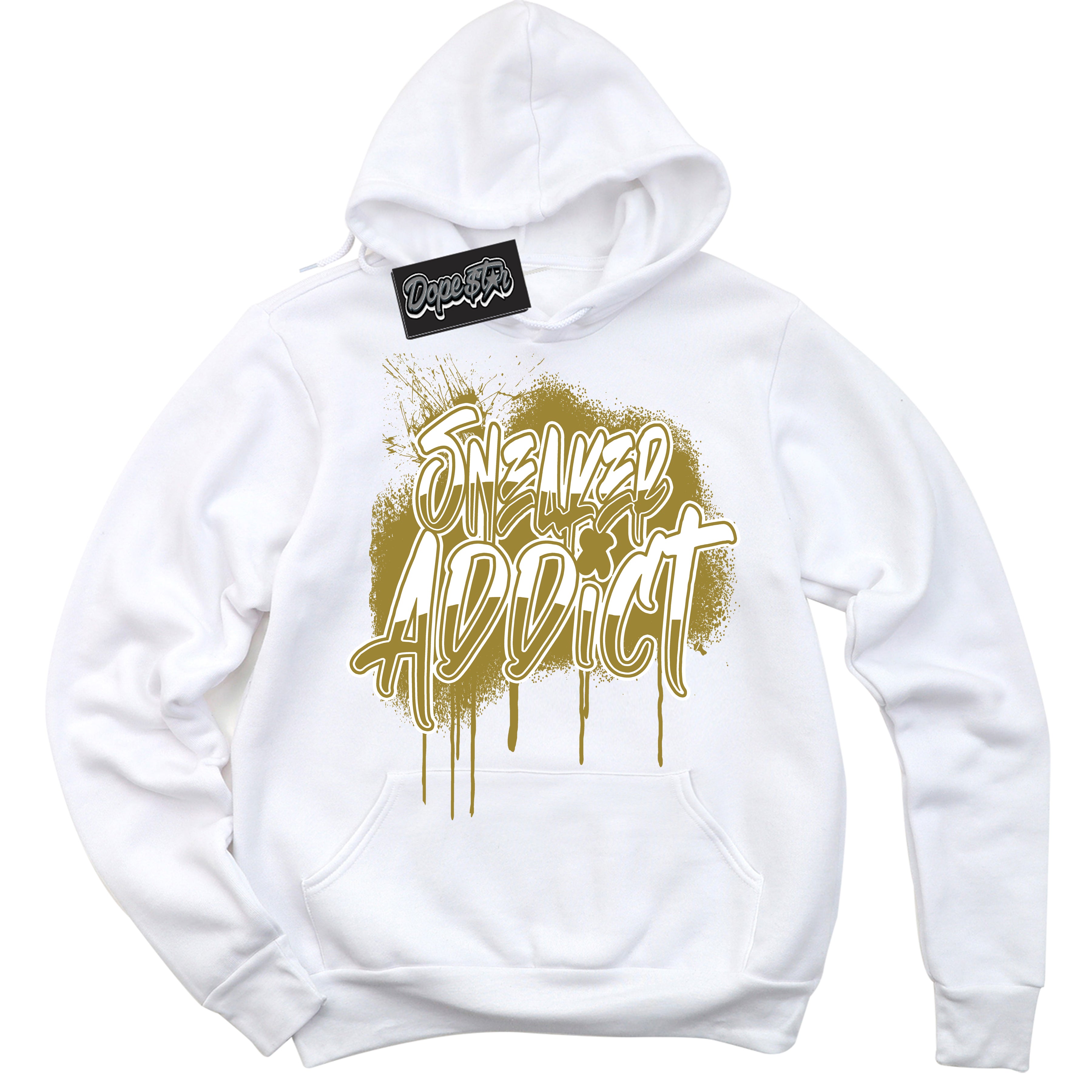 Cool White Hoodie with “ Sneaker Addict ”  design that Perfectly Matches Pacific Moss Dunks.
