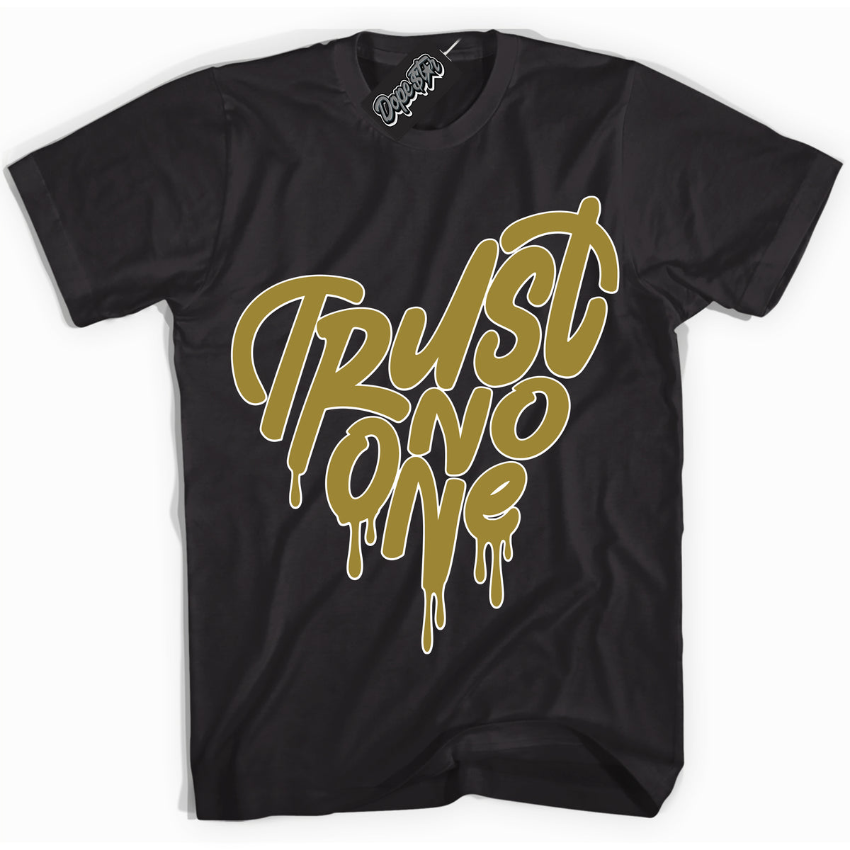 Cool Black Shirt with “ Trust No One Heart ” design that perfectly matches Pacific Moss Dunks.
