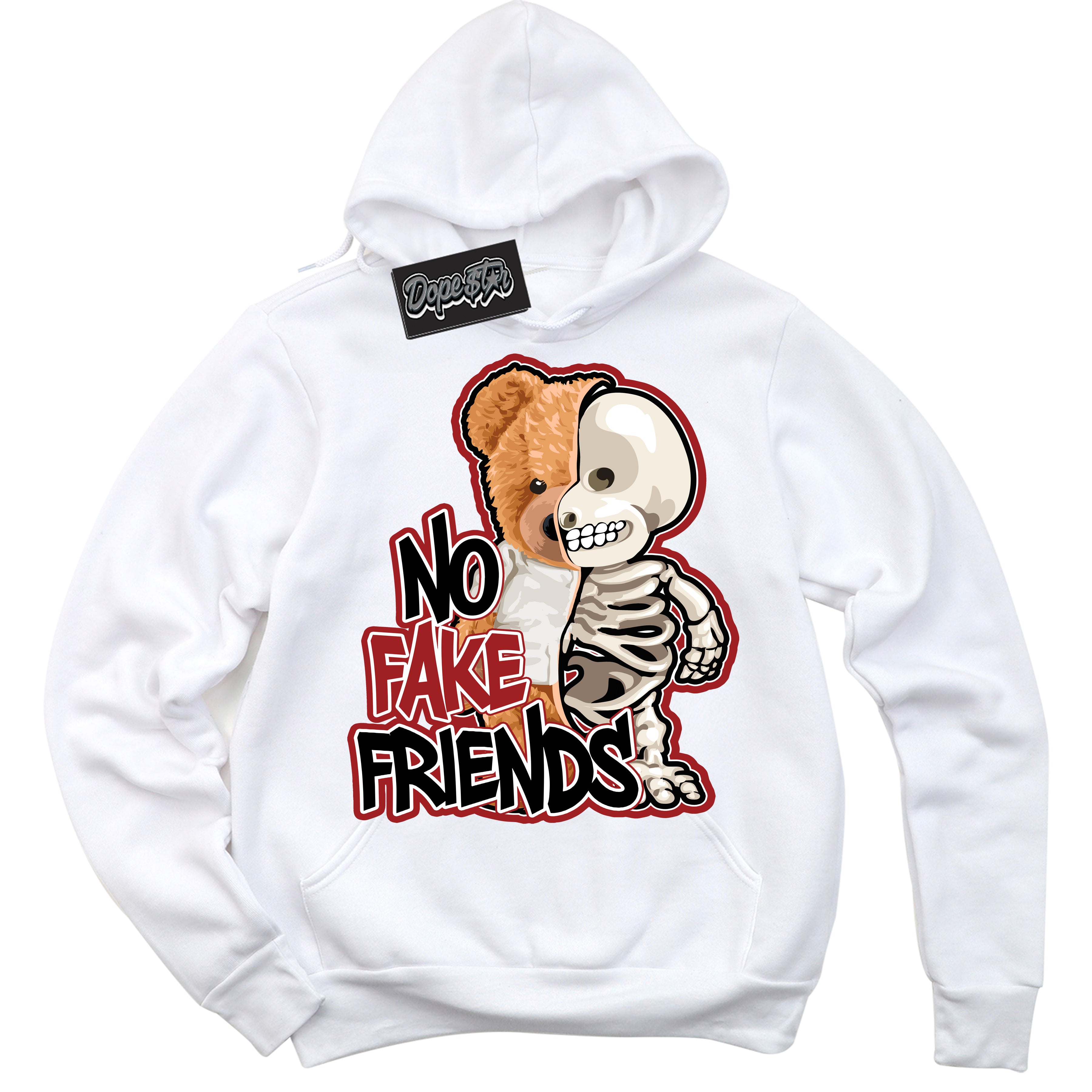 Cool White Hoodie With “ No Fake Friends “  Design That Perfectly Matches Lost And Found 1s Sneakers.