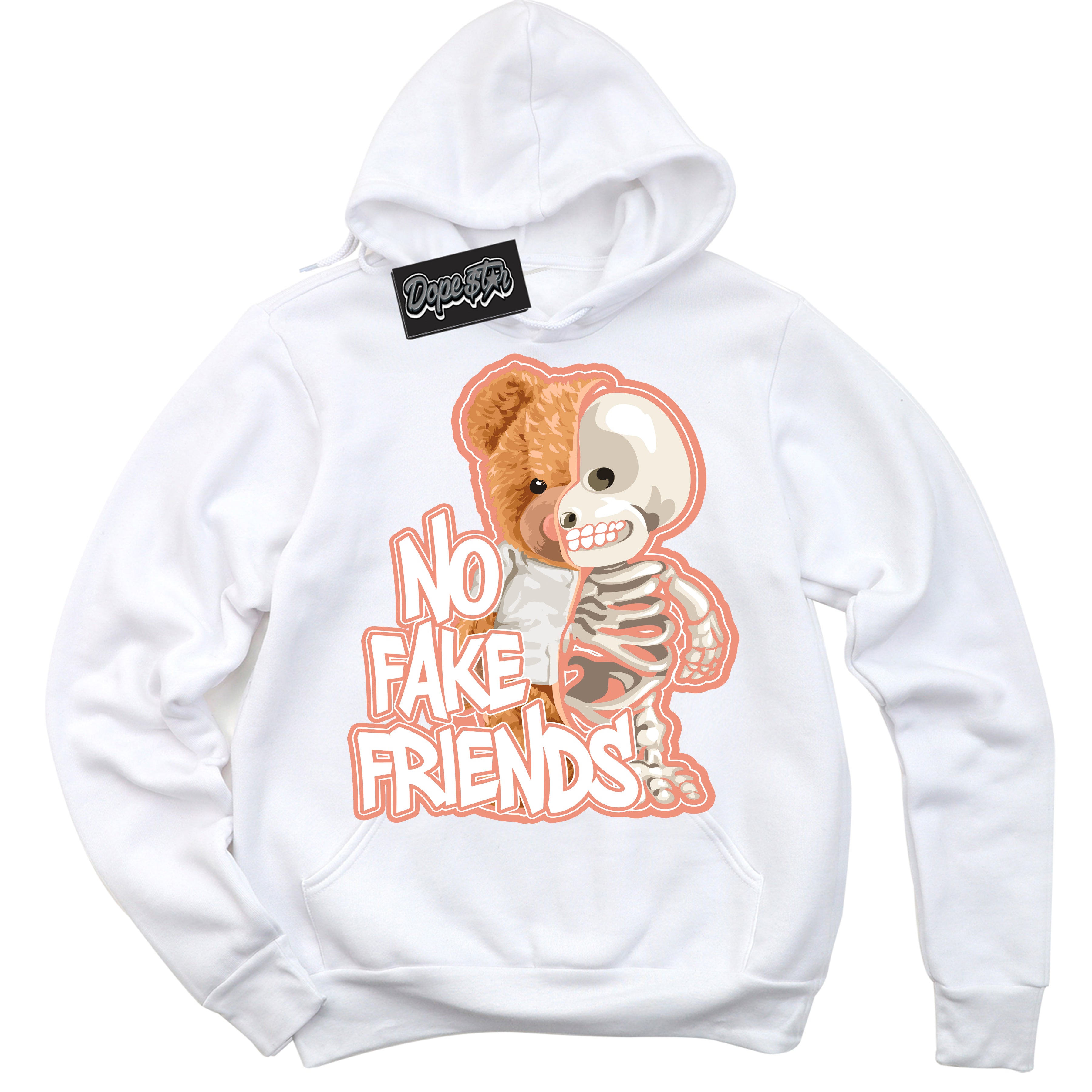 Dunk Low Light Wild Mango 'No Fake Friends' Hoodie – White Streetwear Sweatshirt | Sneaker Matching Hoodie for Dunk Low Light Wild Mango | Urban Fashion for No Fake Friends | Men's & Women's Streetwear Outfit by Sneaker Shirts Outlet.