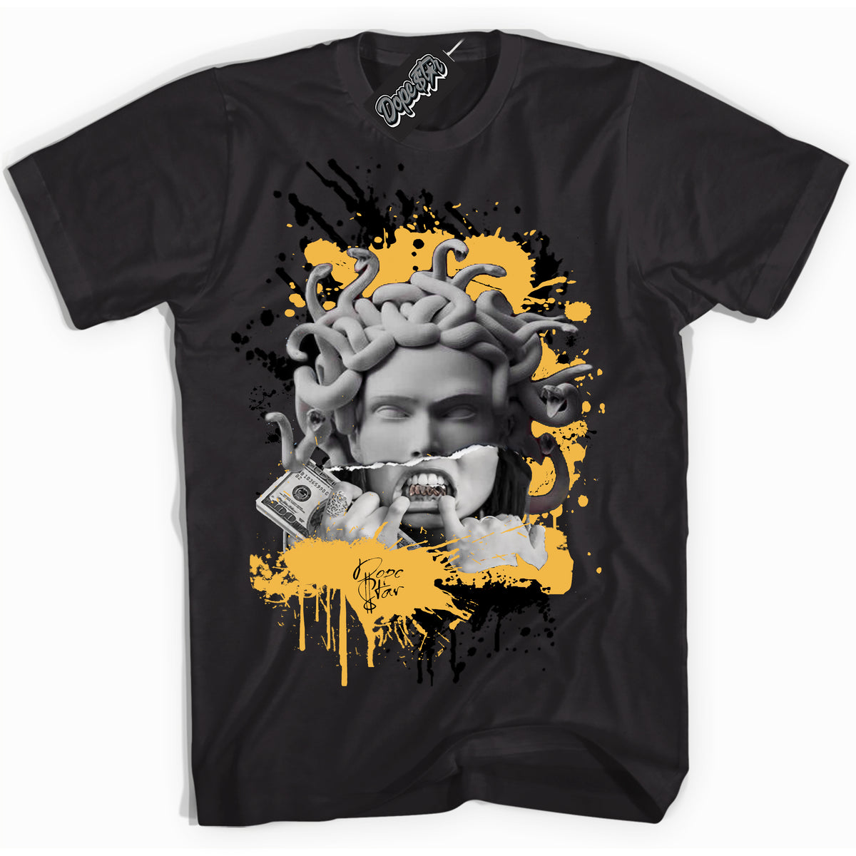Dunk High Wu-Tang 'Medusa' Shirt - Black Streetwear Mockup | Sneakerhead T-Shirt Matching Dunk High Wu-Tang | Limited Edition Urban Streetwear for Sneaker Matching OOTD | Outfits that pair perfectly with your ND High Wu-Tang | Sneakerhead Fashion Must-Have Apparel for Men and Women.