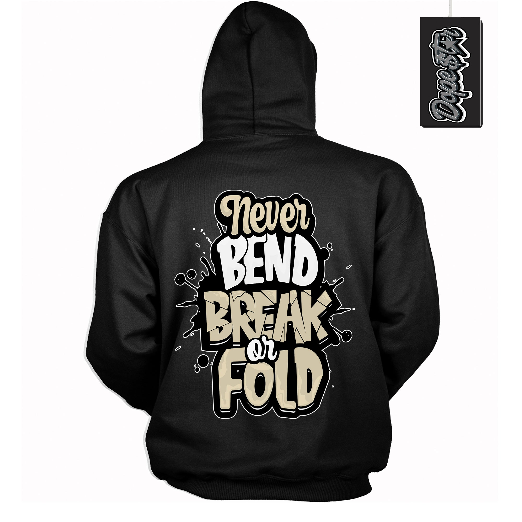 Cool Black Hoodie with “ Never Bend Break Or Fold ”  design that Perfectly Matches  Gratitude 11s Sneakers.