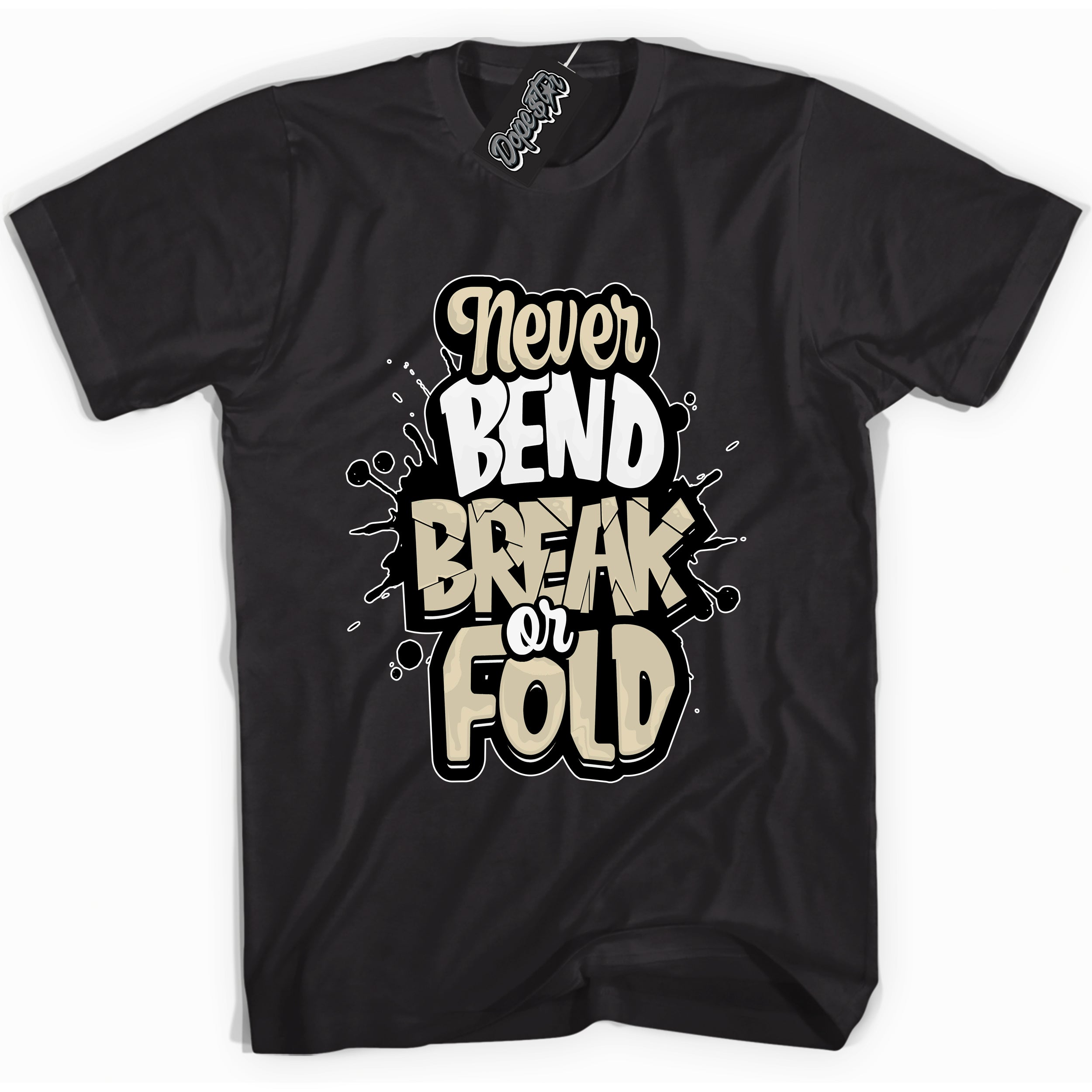 Cool Black Shirt with “ Never Bend Break Or Fold” design that perfectly matches Gratitude 11s Sneakers.