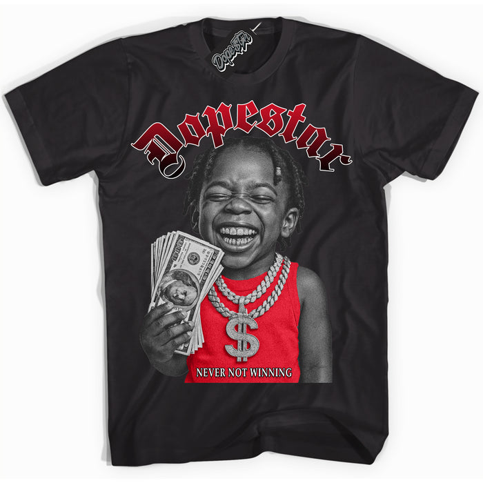 Black “Never Not Winning” T-shirt by Dope Star Brand®, styled to match Chicago 1s sneakers
