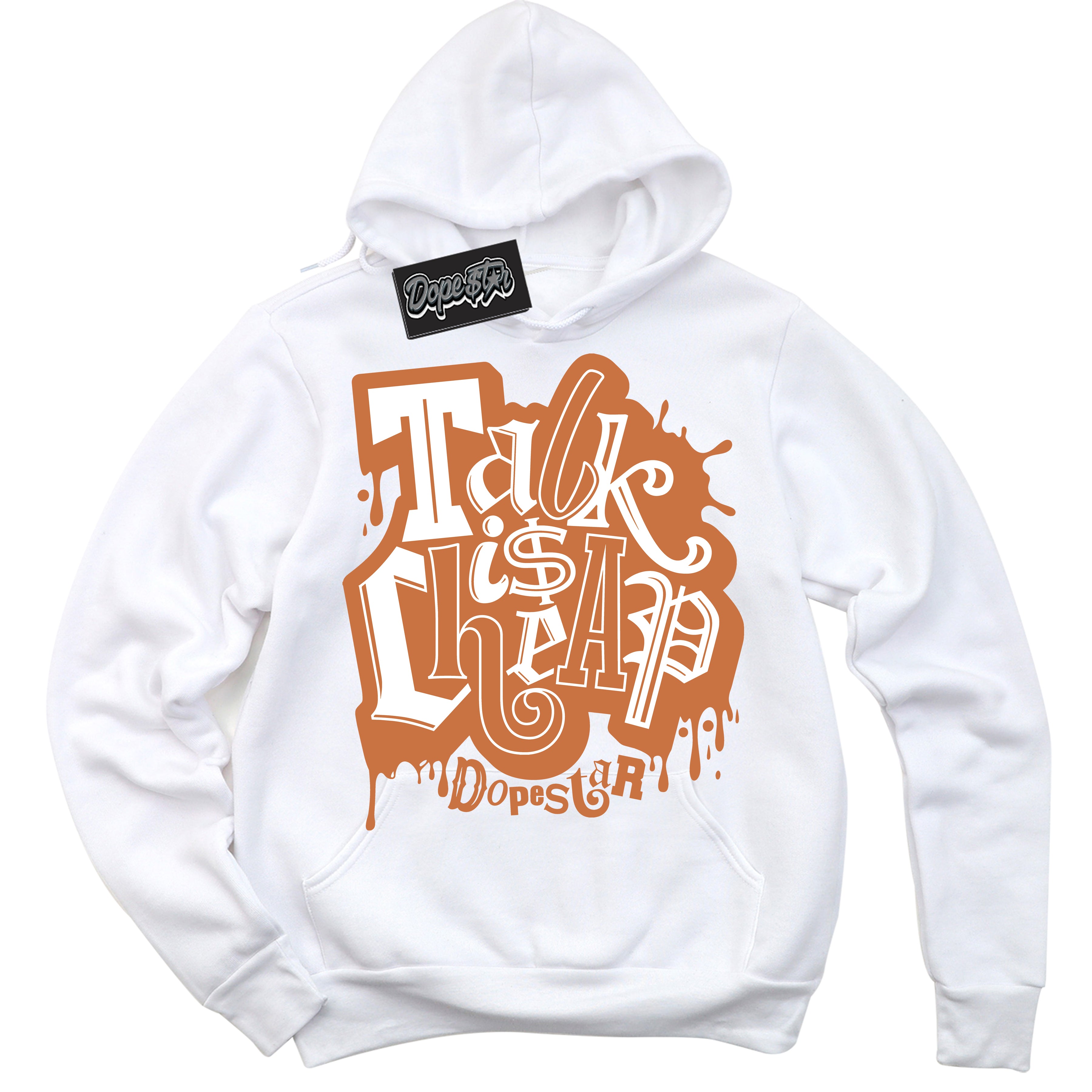 Cool White Hoodie with “ Talk Is Cheap ”  design that Perfectly Matches Monarch Sneakers.