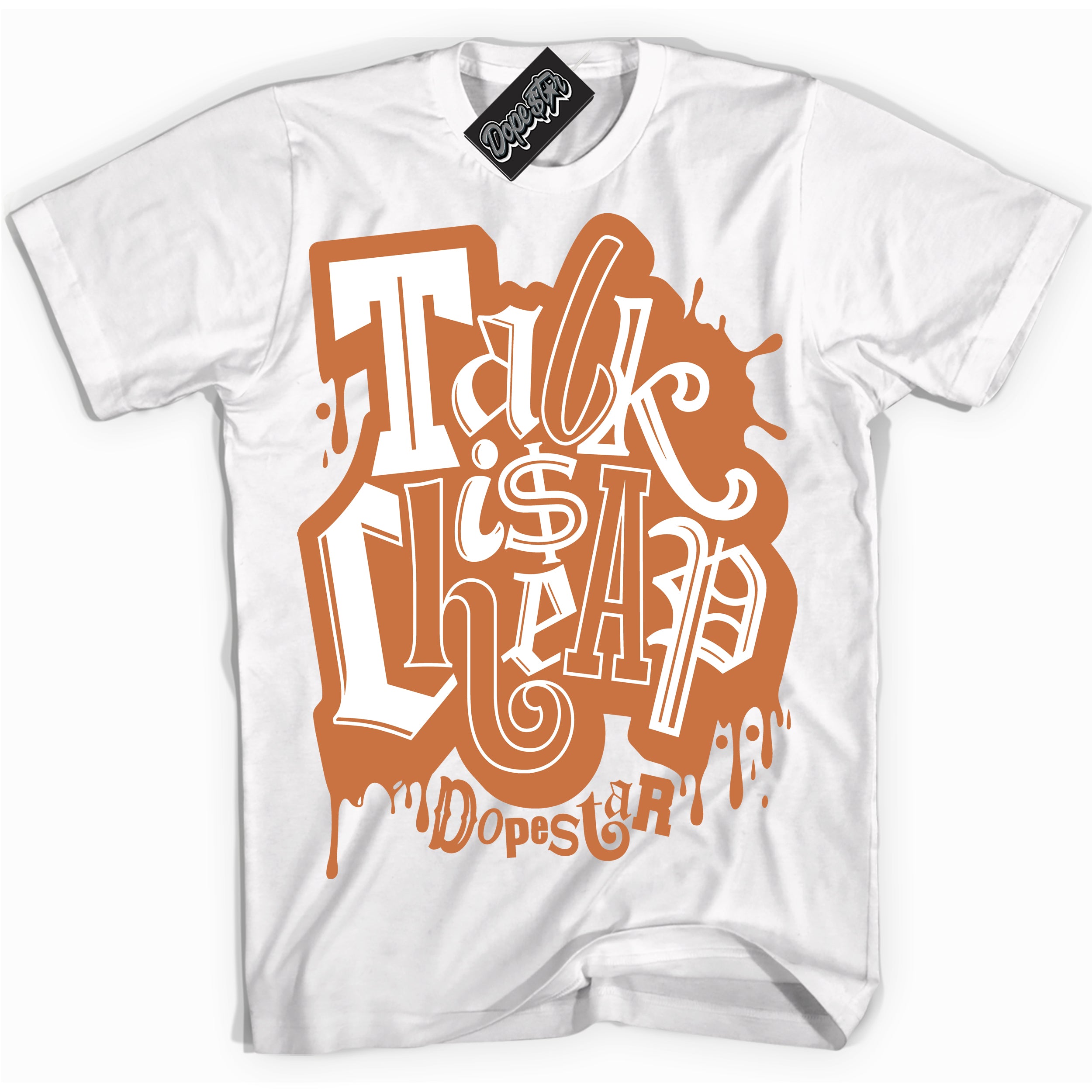 Cool White Shirt with “ Talk Is Cheap” design that perfectly matches Monarch Sneakers.