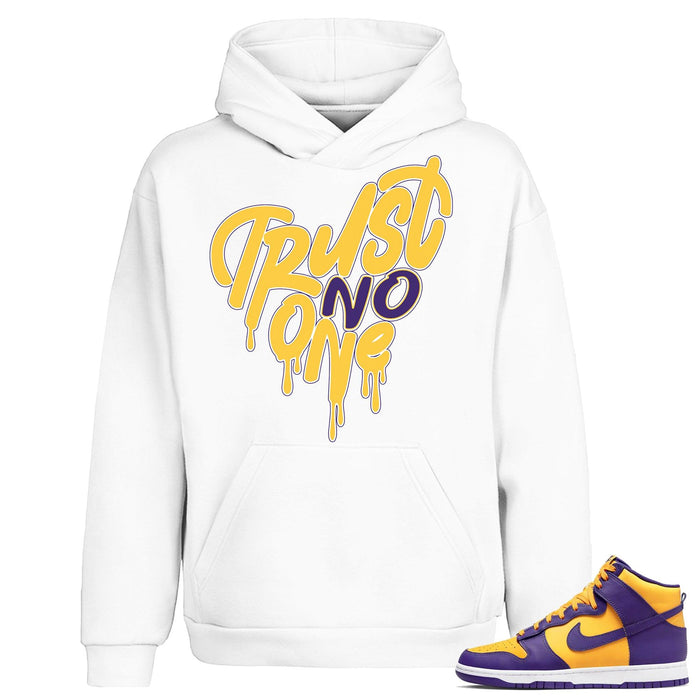 Dunk High Lakers Hoodie Trust No One Heart - Sneaker Shirts Outlet