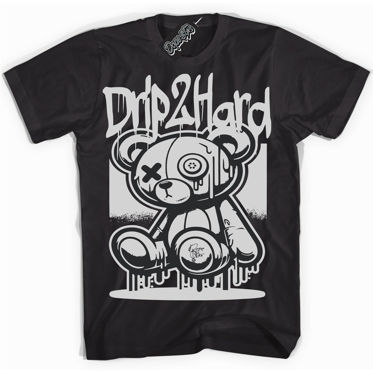 Cool Black graphic tee with “ Drip 2 Hard ” design, that perfectly matches Off Noir Black 1s 