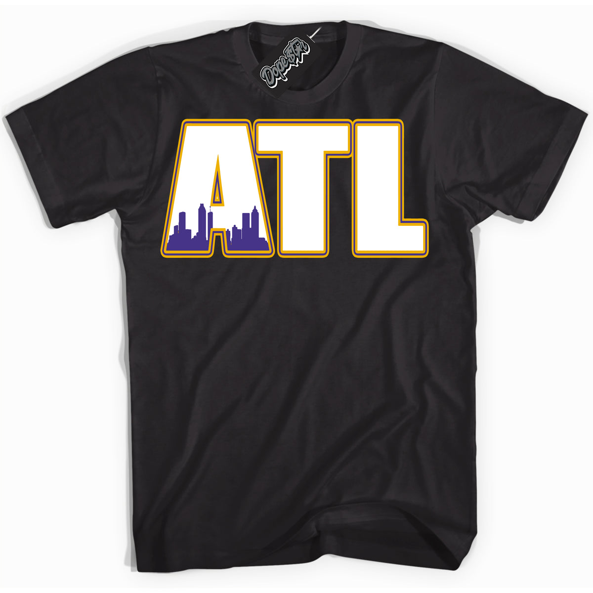 Cool Black Shirt with “Atlanta” design that perfectly matches the Air Force 1 QS Kobe Lakers Home Sneakers.

