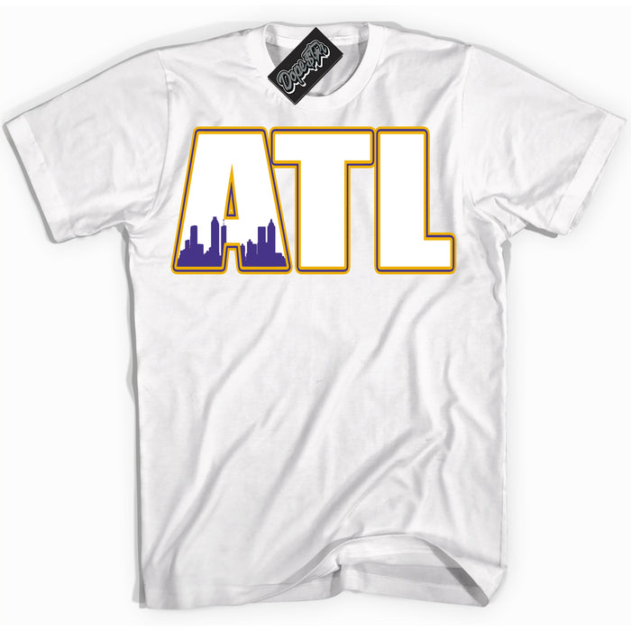 Cool White Shirt with “Atlanta” design that perfectly matches the Air Force 1 QS Kobe Lakers Home Sneakers.

