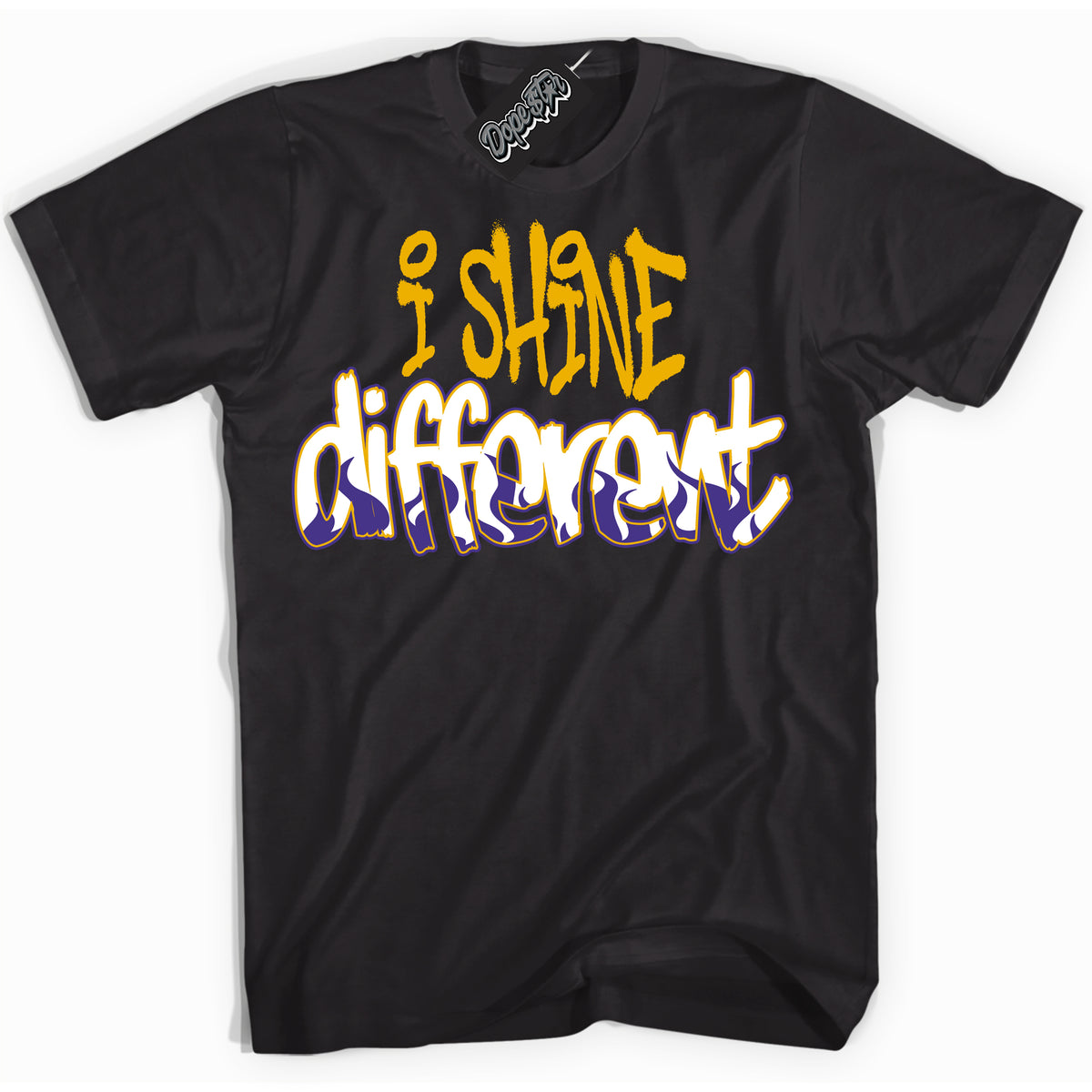 Cool Black Hoodie with “I Shine Different” design that Perfectly Matches Air Force 1 QS Kobe Lakers Home Sneakers.