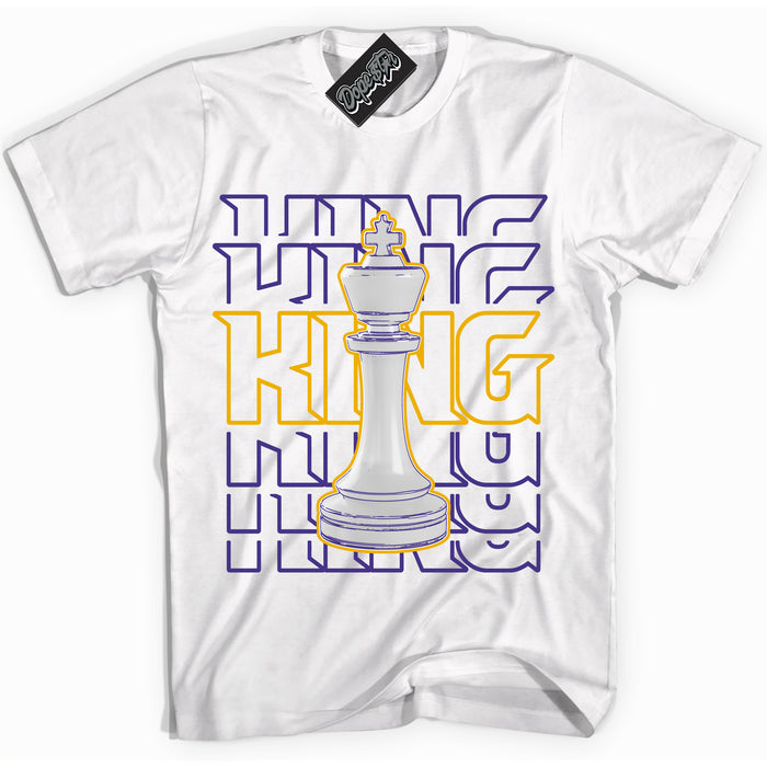 Cool White Shirt with “King Chess” design that perfectly matches the Air Force 1 QS Kobe Lakers Home Sneakers.