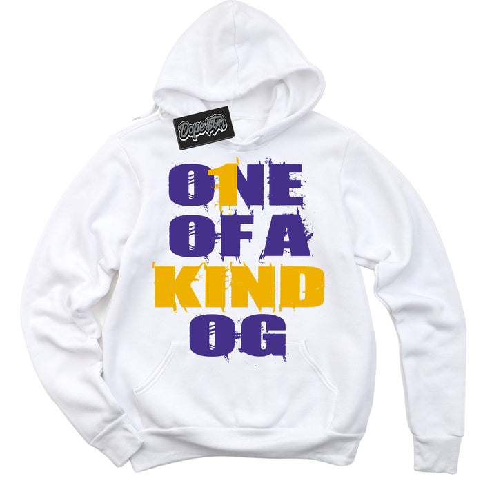 Cool White Hoodie with “One Of A Kind” design that Perfectly Matches Air Force 1 QS Kobe Lakers Home Sneakers.