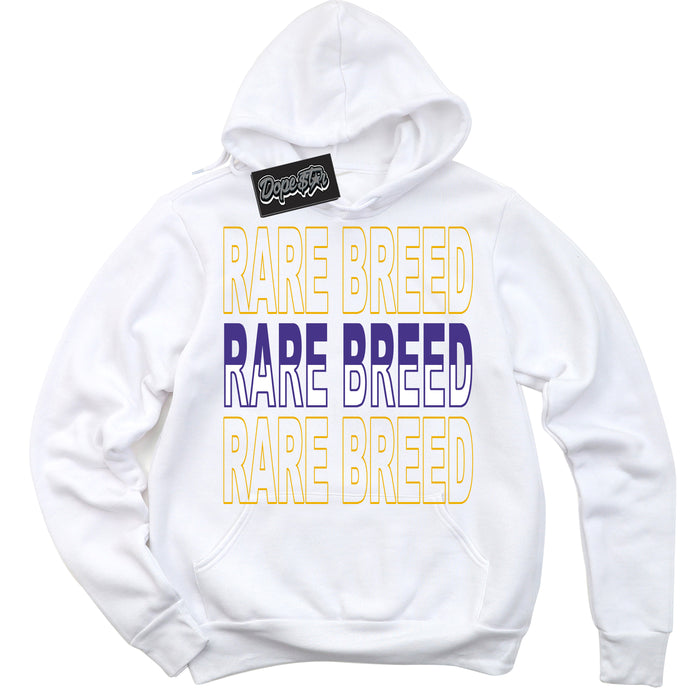 Cool White Hoodie with “Rare Breed” design that Perfectly Matches Air Force 1 QS Kobe Lakers Home Sneakers.
