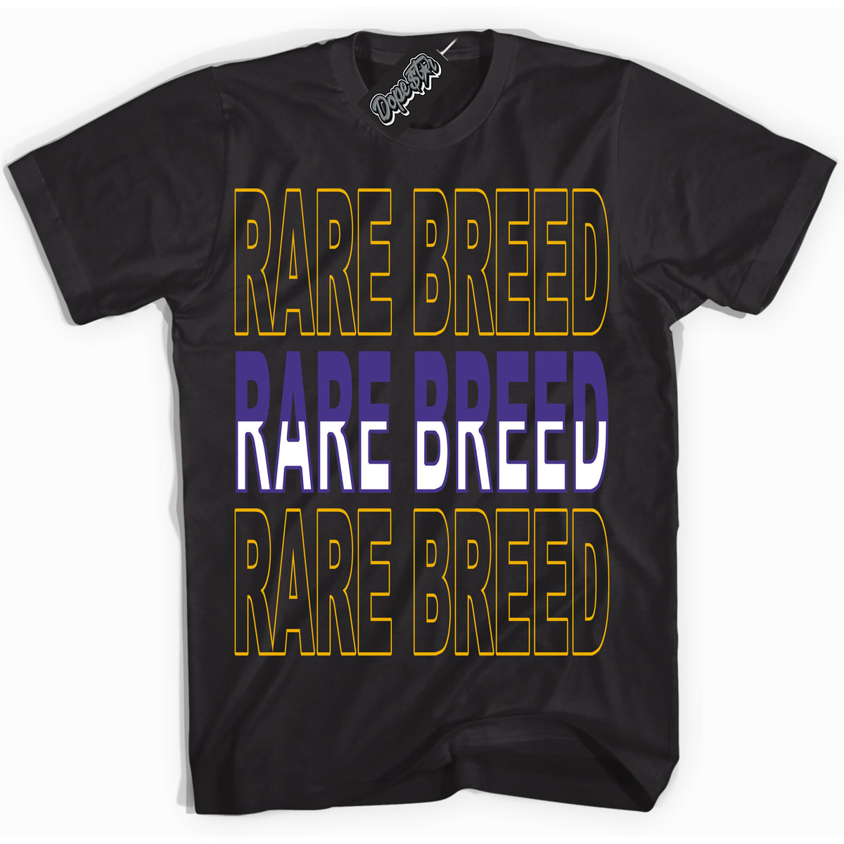 Cool Black Shirt with “Rare Breed” design that perfectly matches the Air Force 1 QS Kobe Lakers Home Sneakers.
