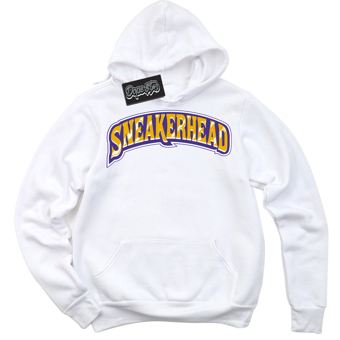 Cool White Hoodie with “Sneakerhead” design that Perfectly Matches Air Force 1 QS Kobe Lakers Home Sneakers.
