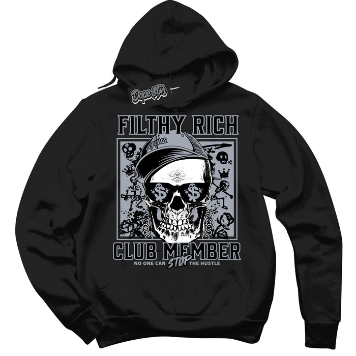 Cool Black Hoodie with “ Filthy Rich ”  design that Perfectly Matches The KAWS X Sky High Farm 1s Sneakers.