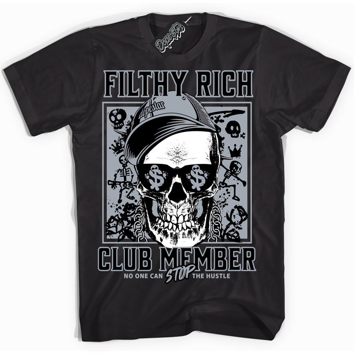 Cool Black Shirt with “ Filthy Rich” design that perfectly matches The KAWS X Sky High Farm 1s Sneakers.
