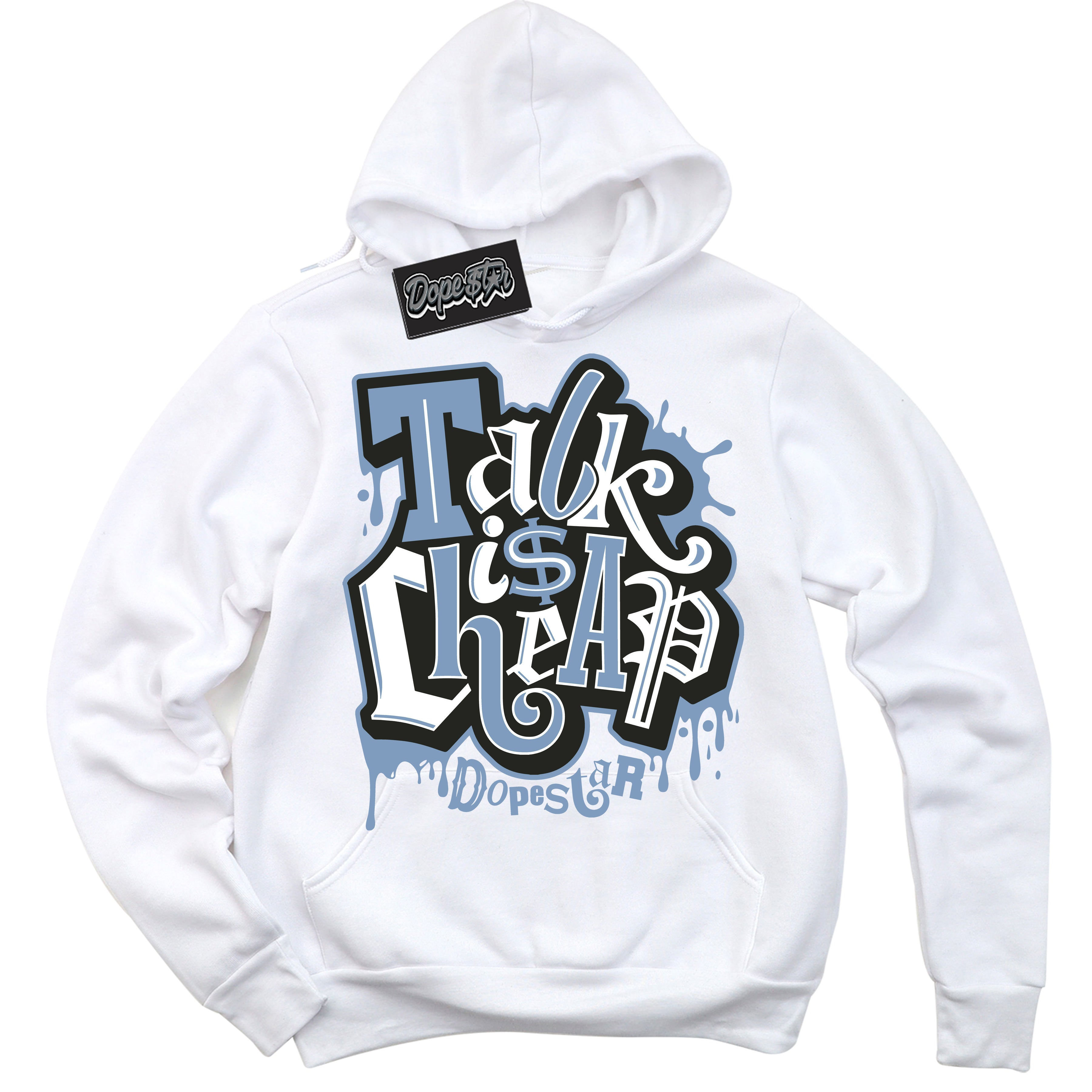 Cool White Hoodie with “ Talk Is Cheap ”  design that Perfectly Matches Tiffany & Co 1837 1s Sneakers.