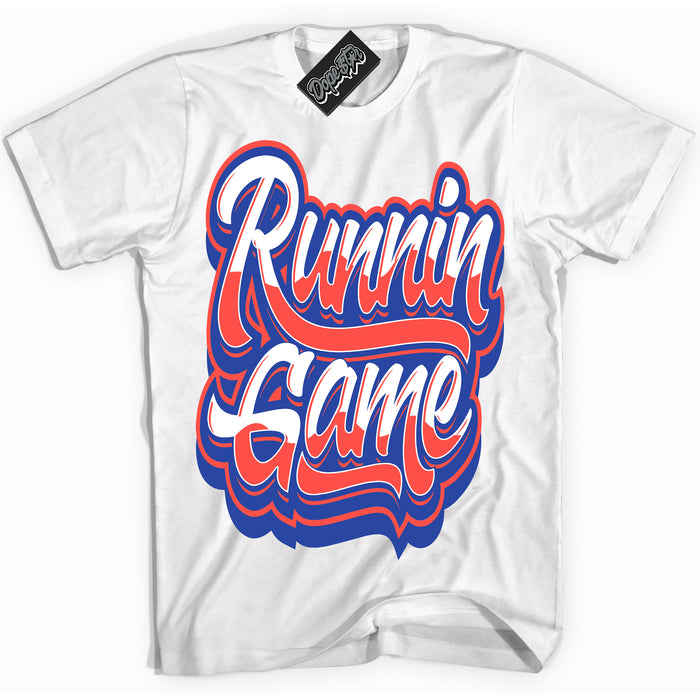 Cool White Shirt with “ Running Game ” design that perfectly matches Ultramarine 180s Sneakers.