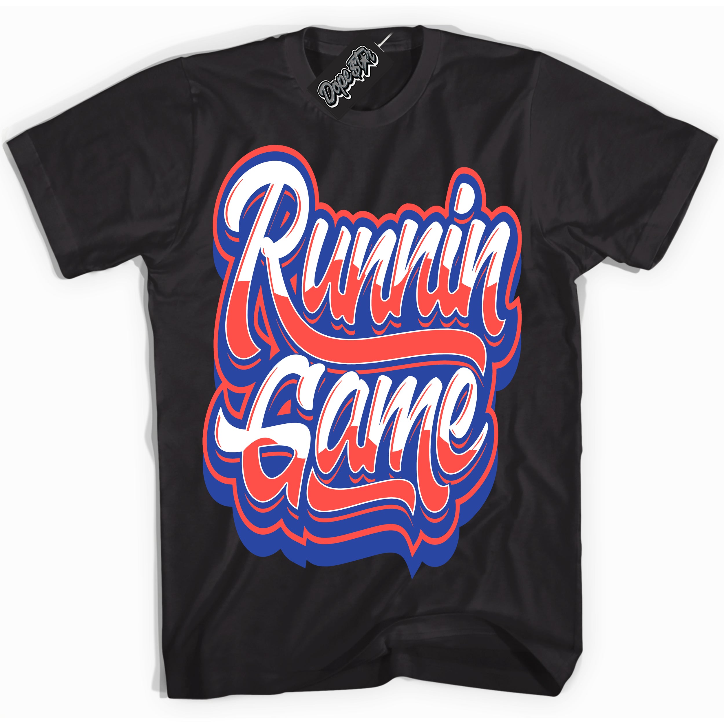 Cool Black Shirt with “ Running Game ” design that perfectly matches Ultramarine 180s Sneakers.