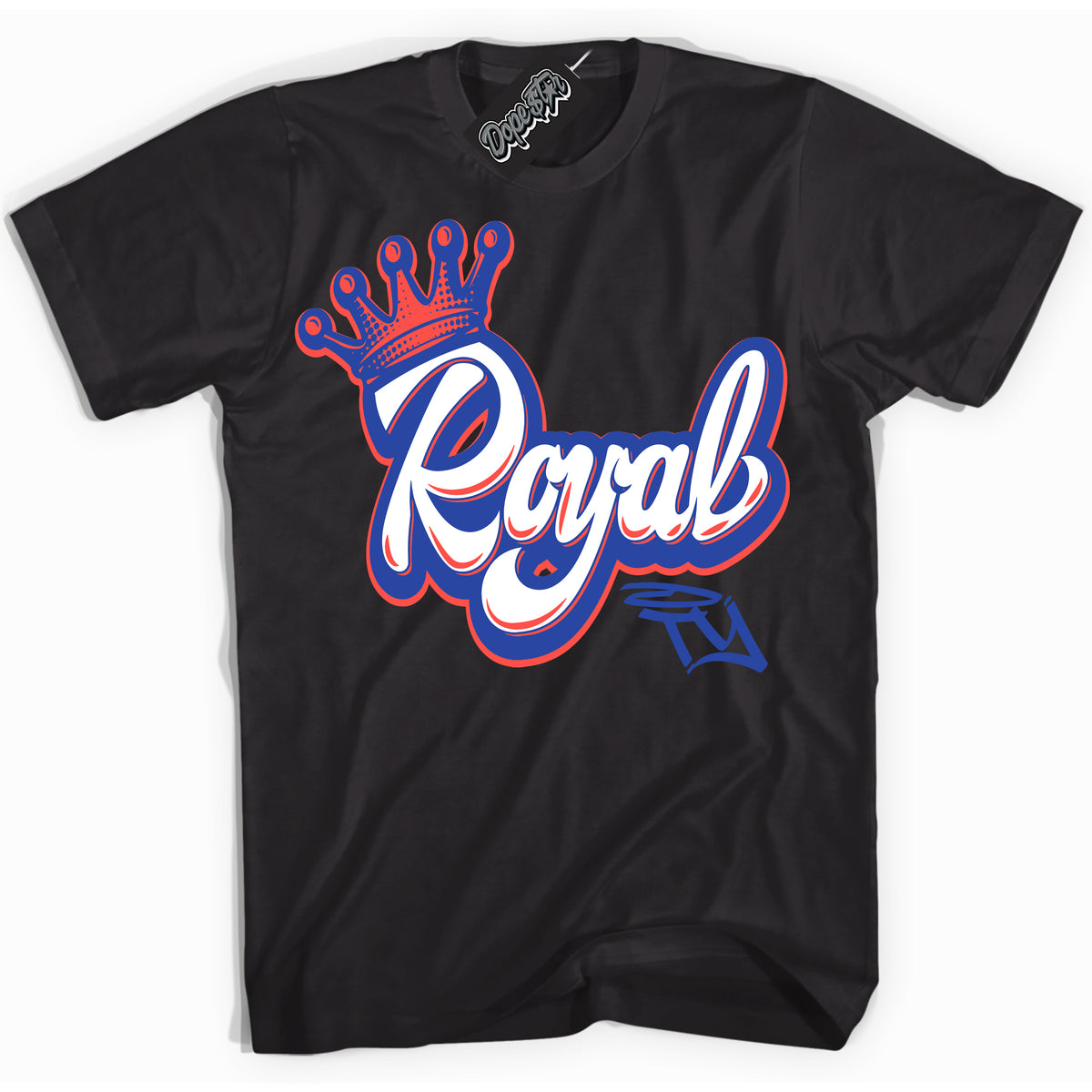 Cool Black Shirt with “ Royalty ” design that perfectly matches Ultramarine 180s Sneakers.