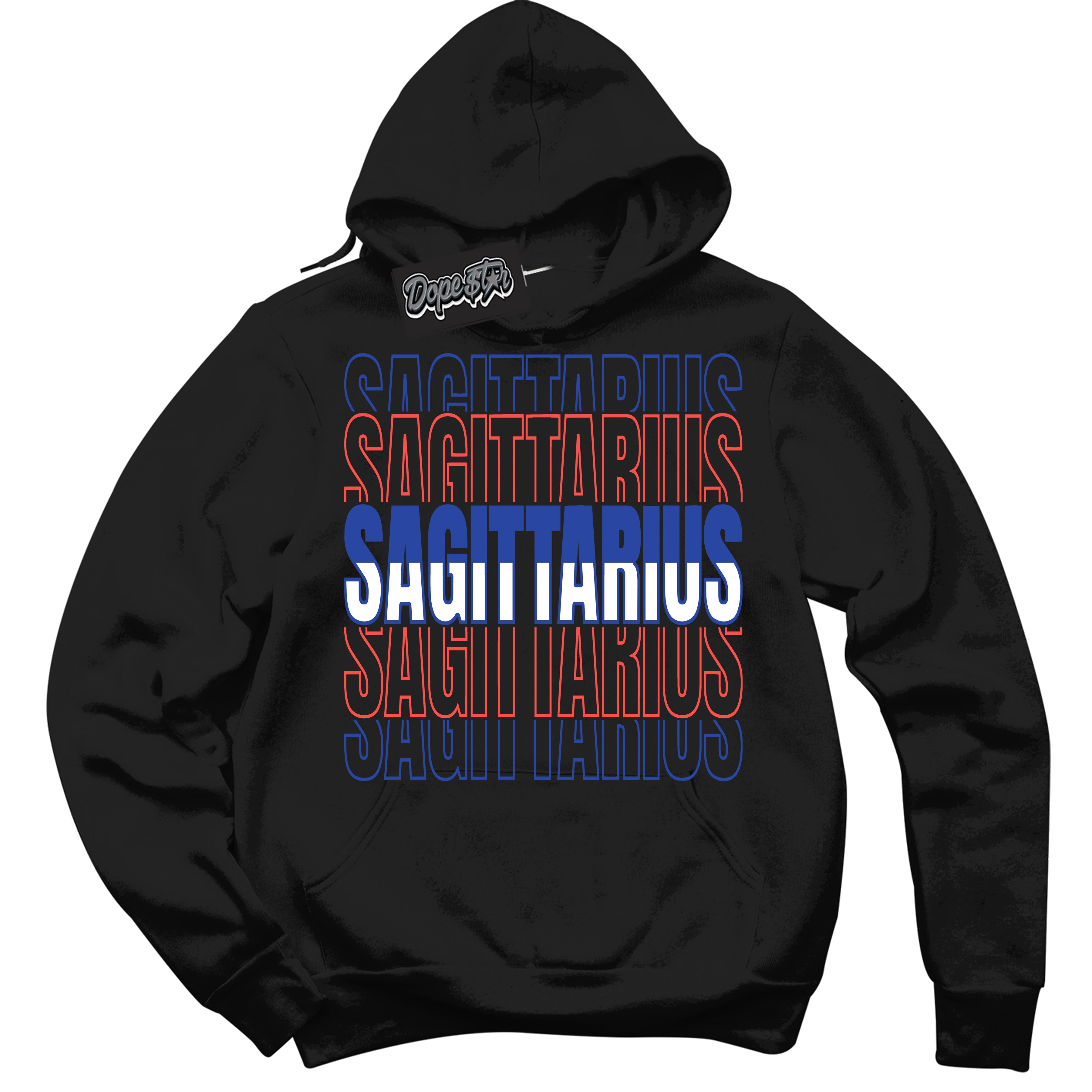 Cool Black Hoodie with “ Sagittarius '' design that Perfectly Matches  Ultramarine 180s Sneakers.