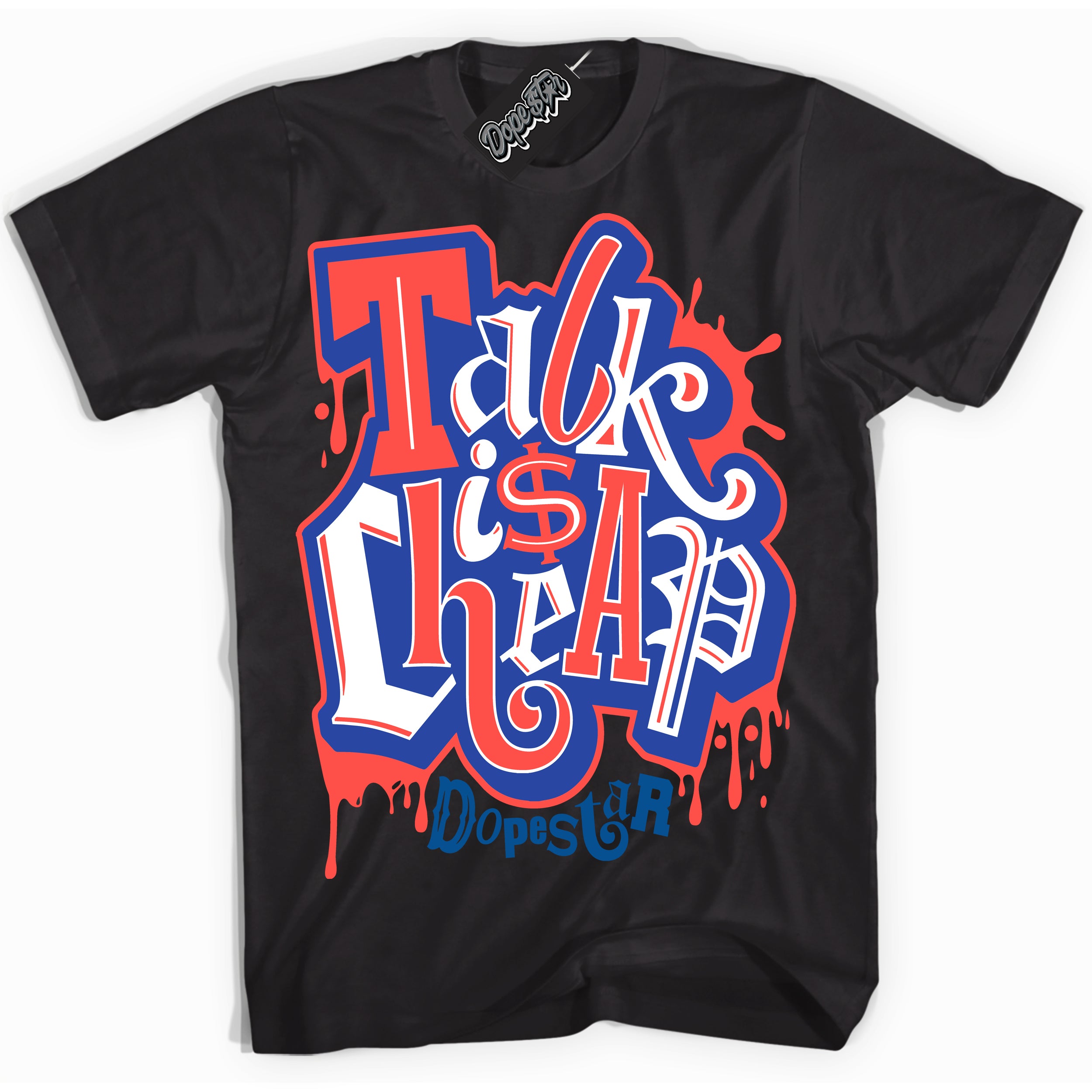 Cool Black Shirt with “ Talk Is Cheap ” design that perfectly matches Ultramarine 180s Sneakers.