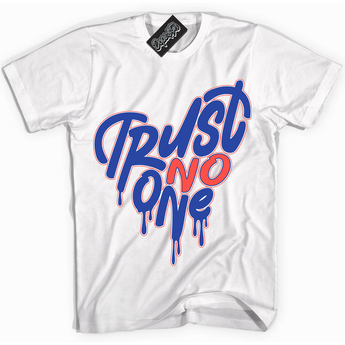 Cool White Shirt with “ Trust No One Heart ” design that perfectly matches Ultramarine 180s Sneakers.