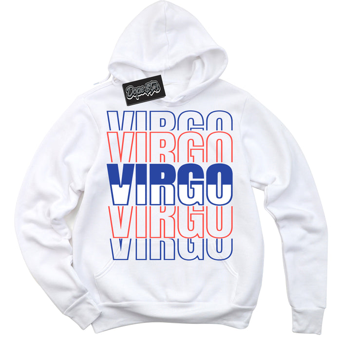 Cool White Hoodie with “ Virgo '' design that Perfectly Matches  Ultramarine 180s Sneakers.