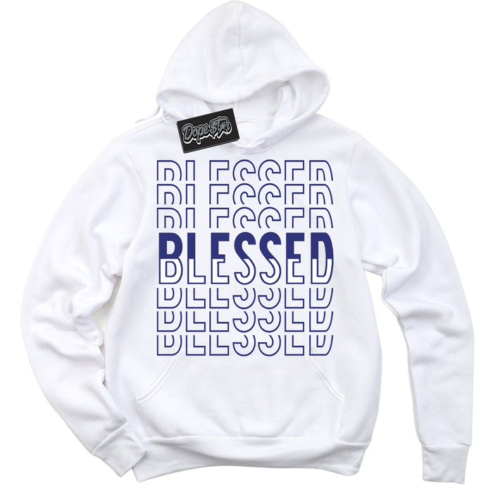 Cool White Hoodie with “ Blessed Stacked ”  design that Perfectly Matches Concord Dunk.
