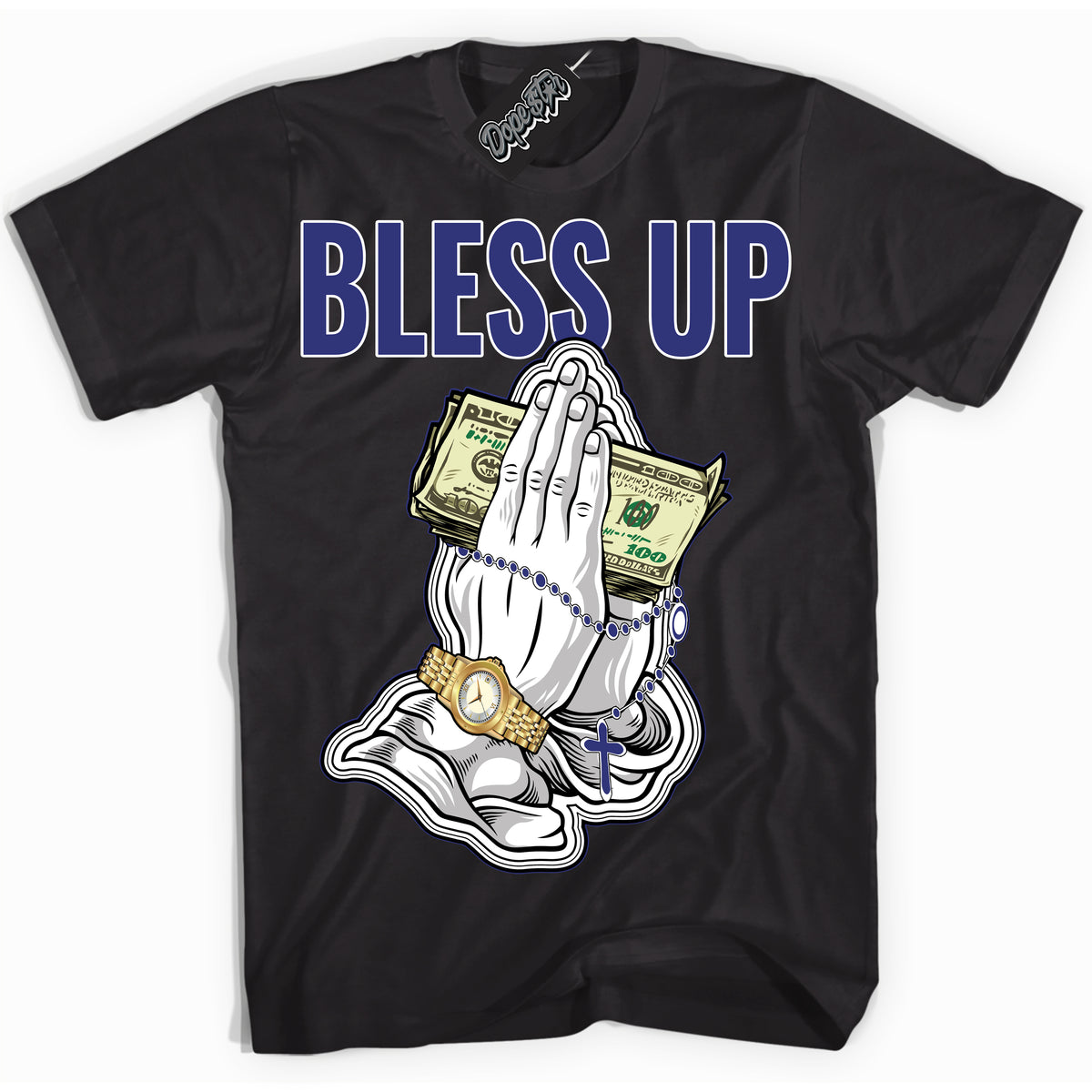 Cool Black Shirt with “ Bless Up ” design that perfectly matches Concord Dunk.
