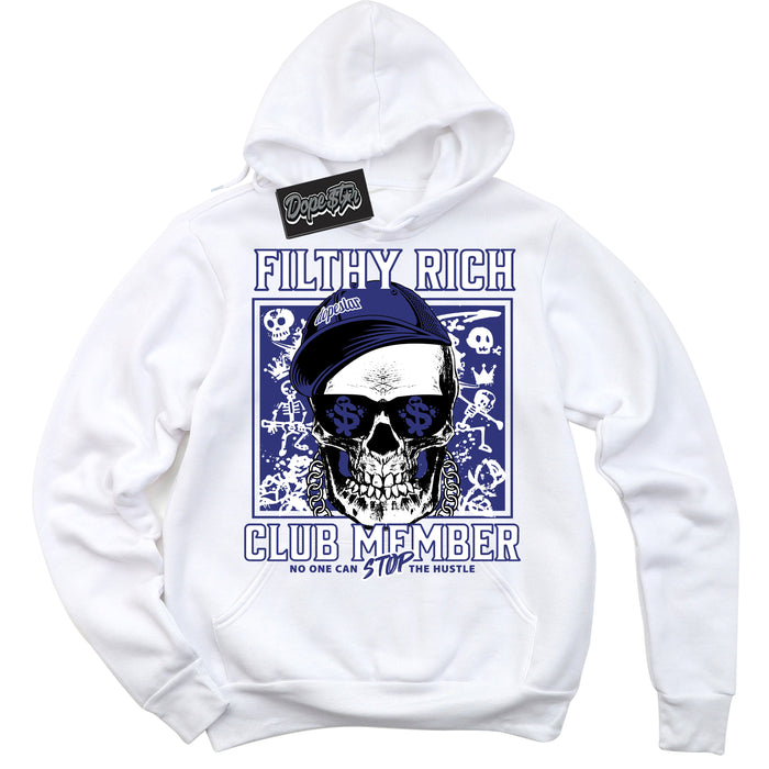 Cool White Hoodie with “ Filthy Rich ”  design that Perfectly Matches Concord Dunk Sneakers.