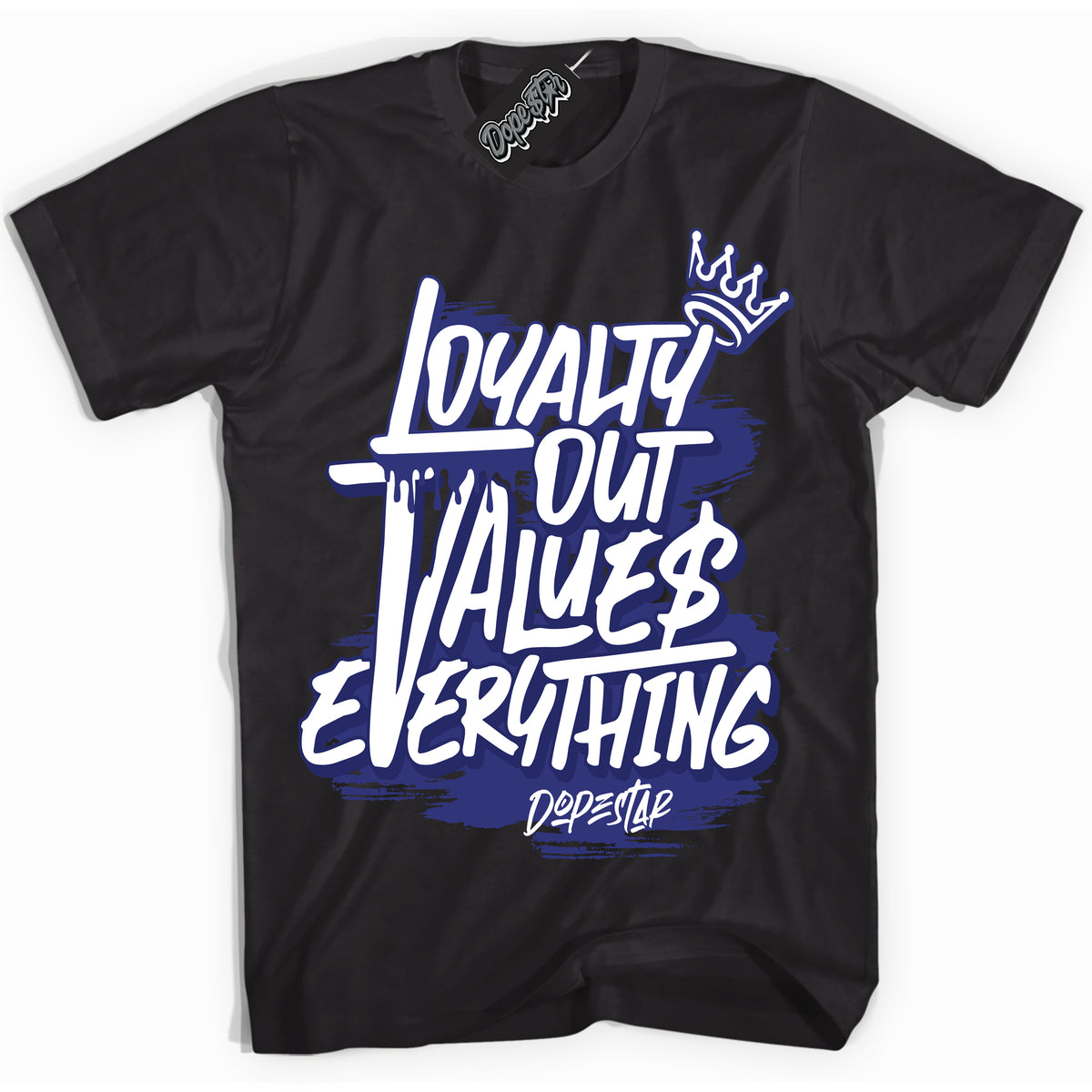 Cool Black Shirt with “ Loyalty Out Values Everything ” design that perfectly matches Concord Dunk.
