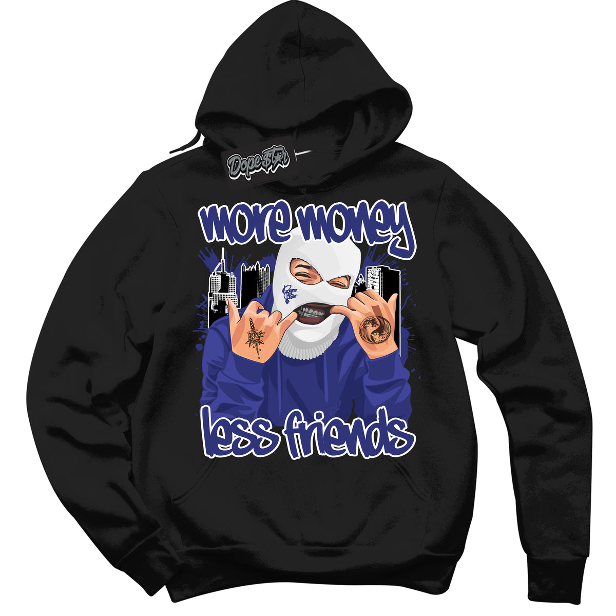 Cool Black Hoodie with “ More Money Less Friends ”  design that Perfectly Matches Concord Dunk.
