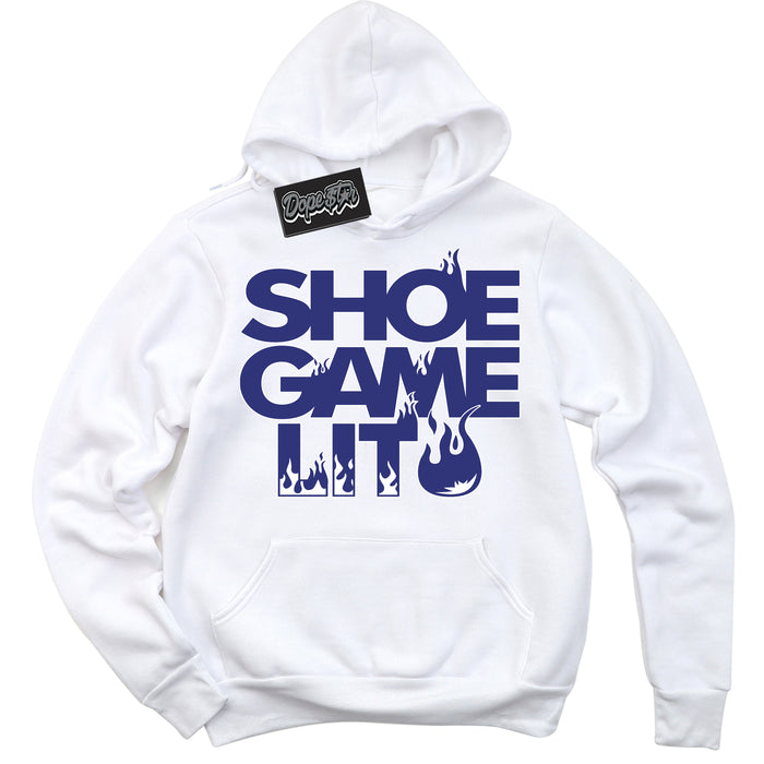 Cool White Hoodie with “ Shoe Game Lit ”  design that Perfectly Matches Concord Dunk.
