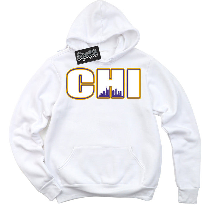 Cool White Hoodie with “Chicago” design that Perfectly Matches Kobe 8 Protro Lakers Home Sneakers.