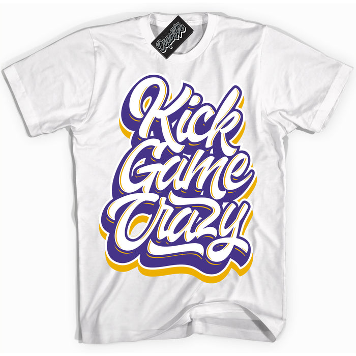 Cool White Shirt with “Kick Game Crazy” design that perfectly matches the Kobe 8 Protro Lakers Home Sneakers.