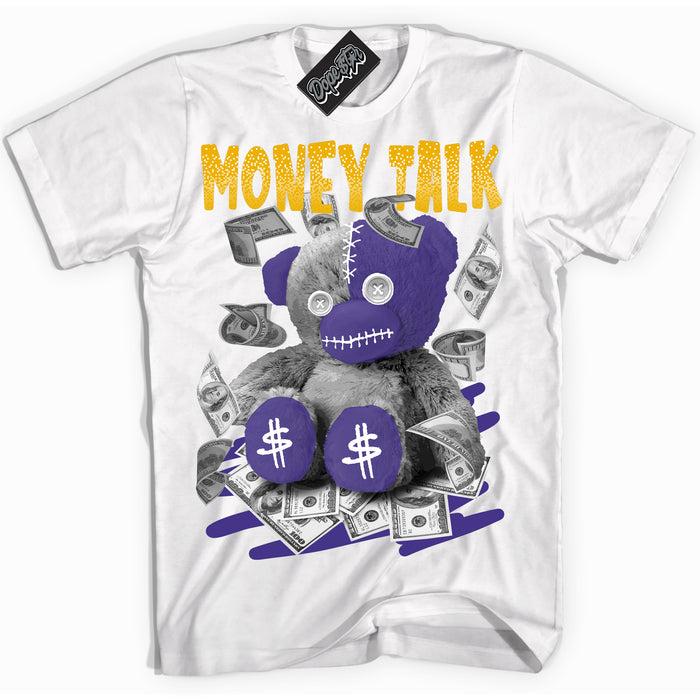 Cool White Shirt with “Money Talk Bear” design that perfectly matches the Kobe 8 Protro Lakers Home Sneakers.