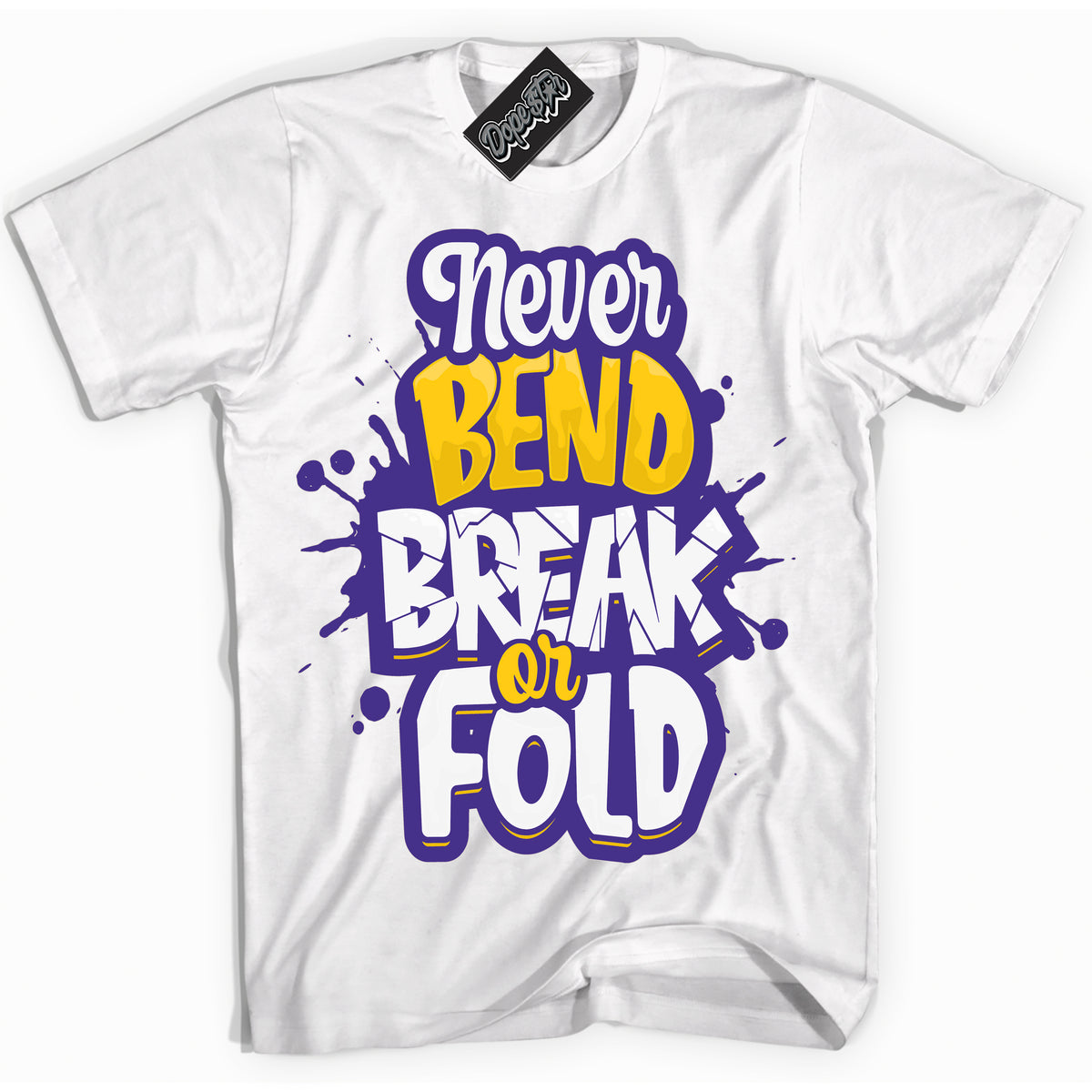 Cool White Shirt with “Never Bend Break Or Fold” design that perfectly matches the Kobe 8 Protro Lakers Home Sneakers.