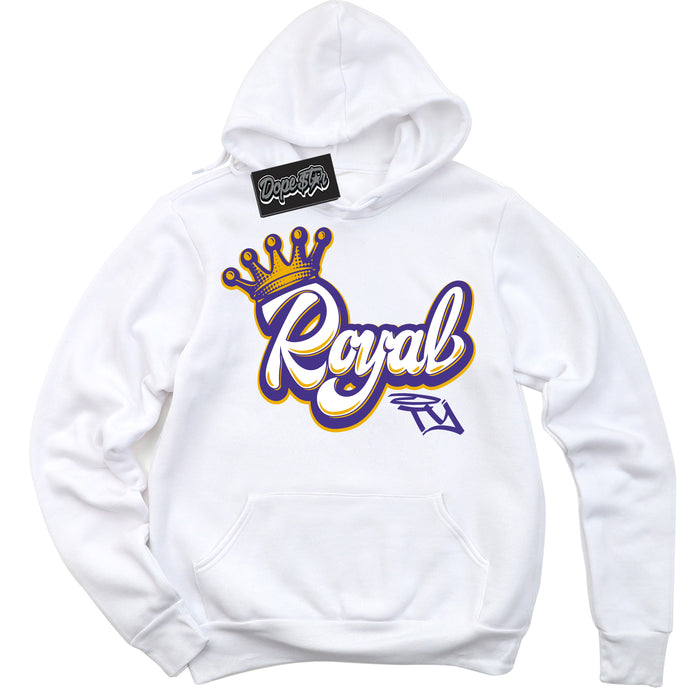 Cool White Hoodie with “Royalty” design that Perfectly Matches Kobe 8 Protro Lakers Home Sneakers.