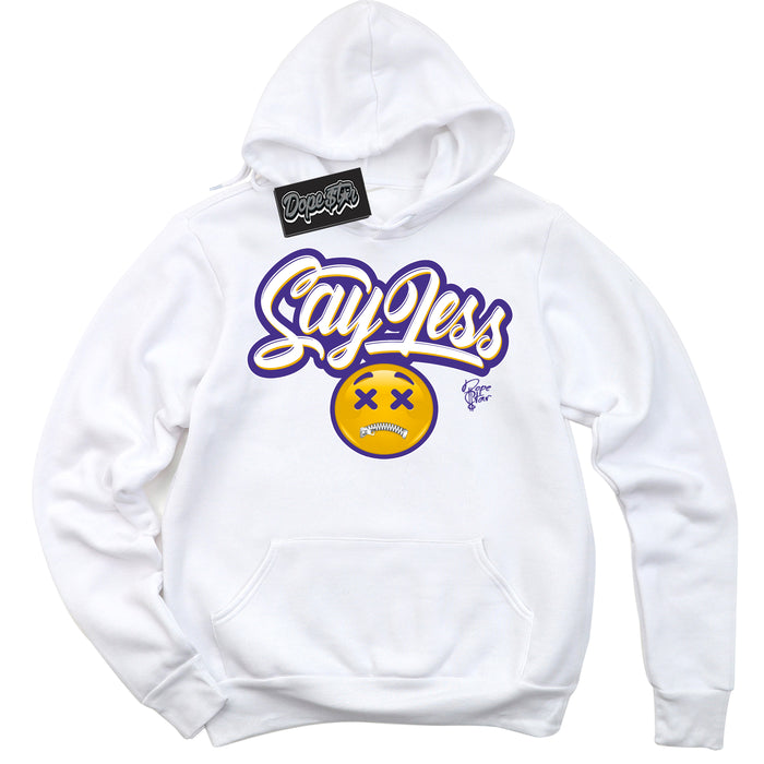 Cool White Hoodie with “Say Less” design that Perfectly Matches Kobe 8 Protro Lakers Home Sneakers.