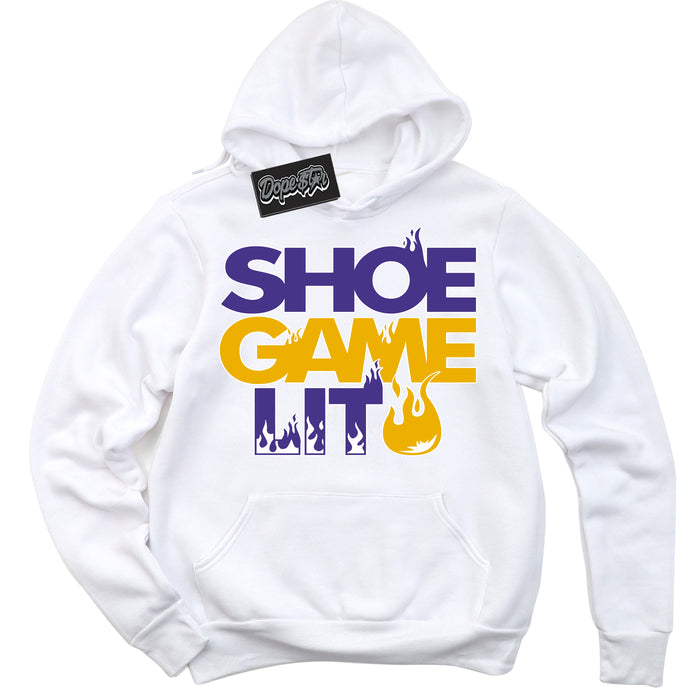 Cool White Hoodie with “Shoe Game Lit” design that Perfectly Matches Kobe 8 Protro Lakers Home Sneakers.