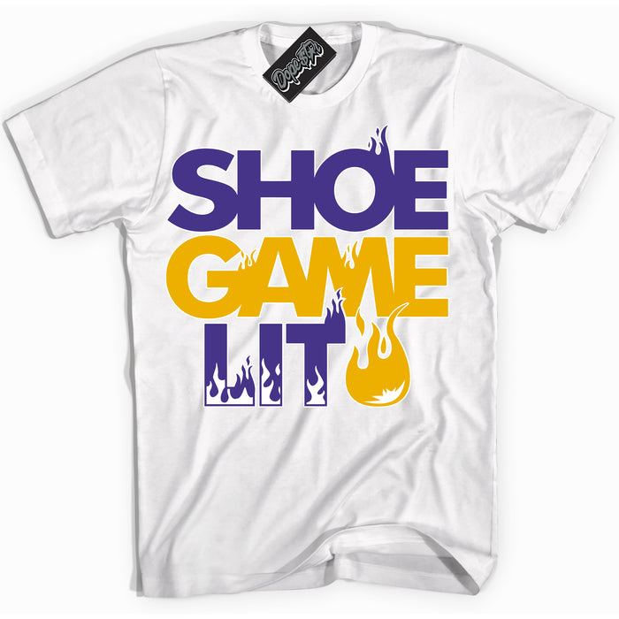 Cool White Shirt with “Shoe Game Lit” design that perfectly matches the Kobe 8 Protro Lakers Home Sneakers.